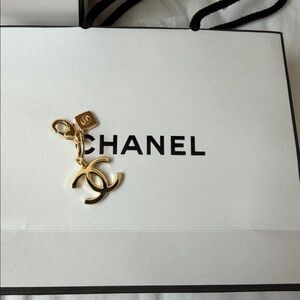 CHANEL Gold Logo Key Holder